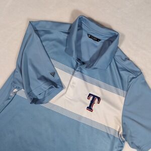 Levelwear Texas Rangers Polo Shirt Mens Large Light Blue MLB Striped Athletic